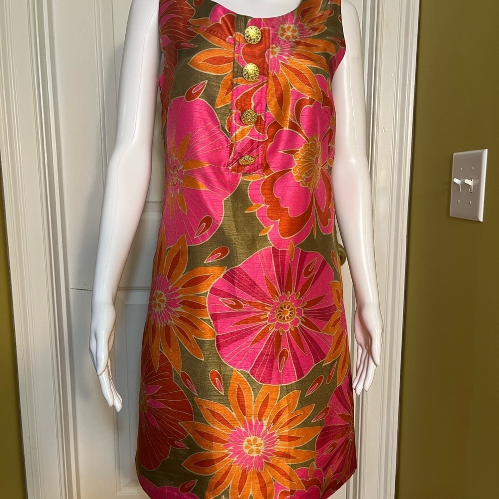 Elizabeth Howard Women's Floral Sleeveless Round Neck Knee Length Dress Size 8